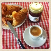 Nespresso Coffee with a Fresh Croissant and home made Jam